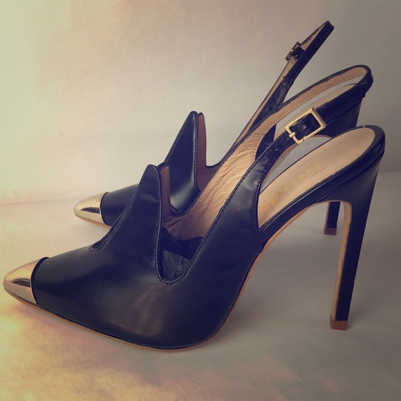the mode collective Shoes - Gold tip funky heels Made in Spain 11781 sling bk